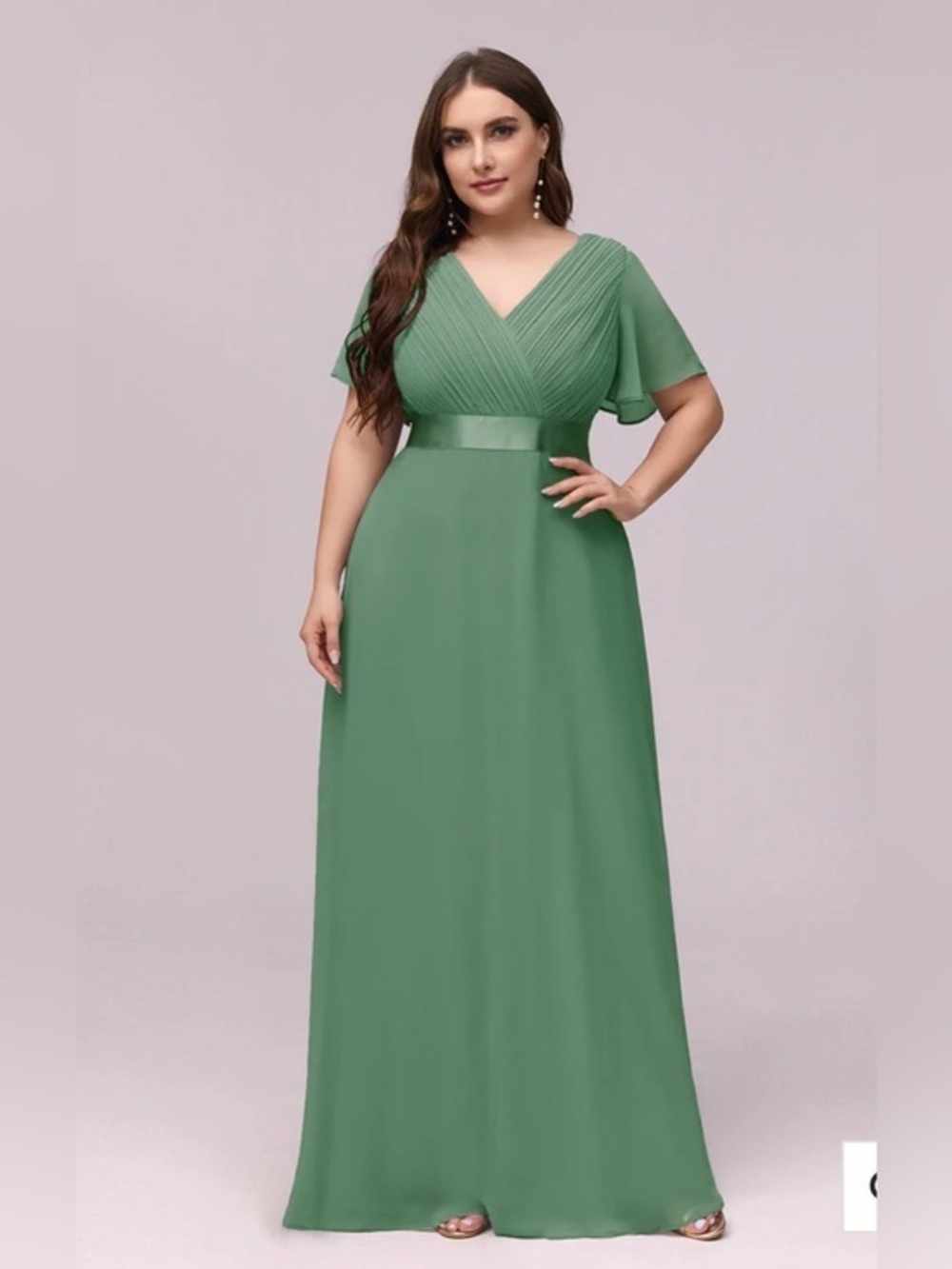 Ever Pretty Double V-Neck Ruffles Plus Size Chiffon Color Dresses size 18